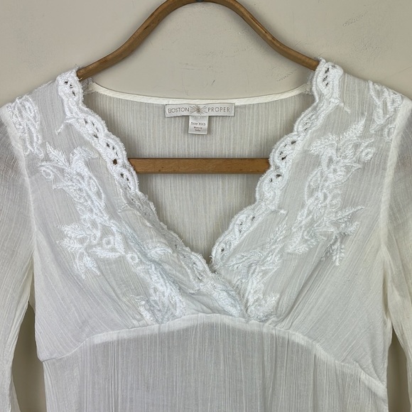 Boston Proper || Crochet Detailed Top with Bell Sleeves; Size XXS - Picture 6 of 13